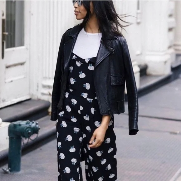 LOFT Lotus Floral Blue Jumpsuit Ruffle Sleeves Wide Leg Pockets Blogger Fav 4 - Picture 3 of 13